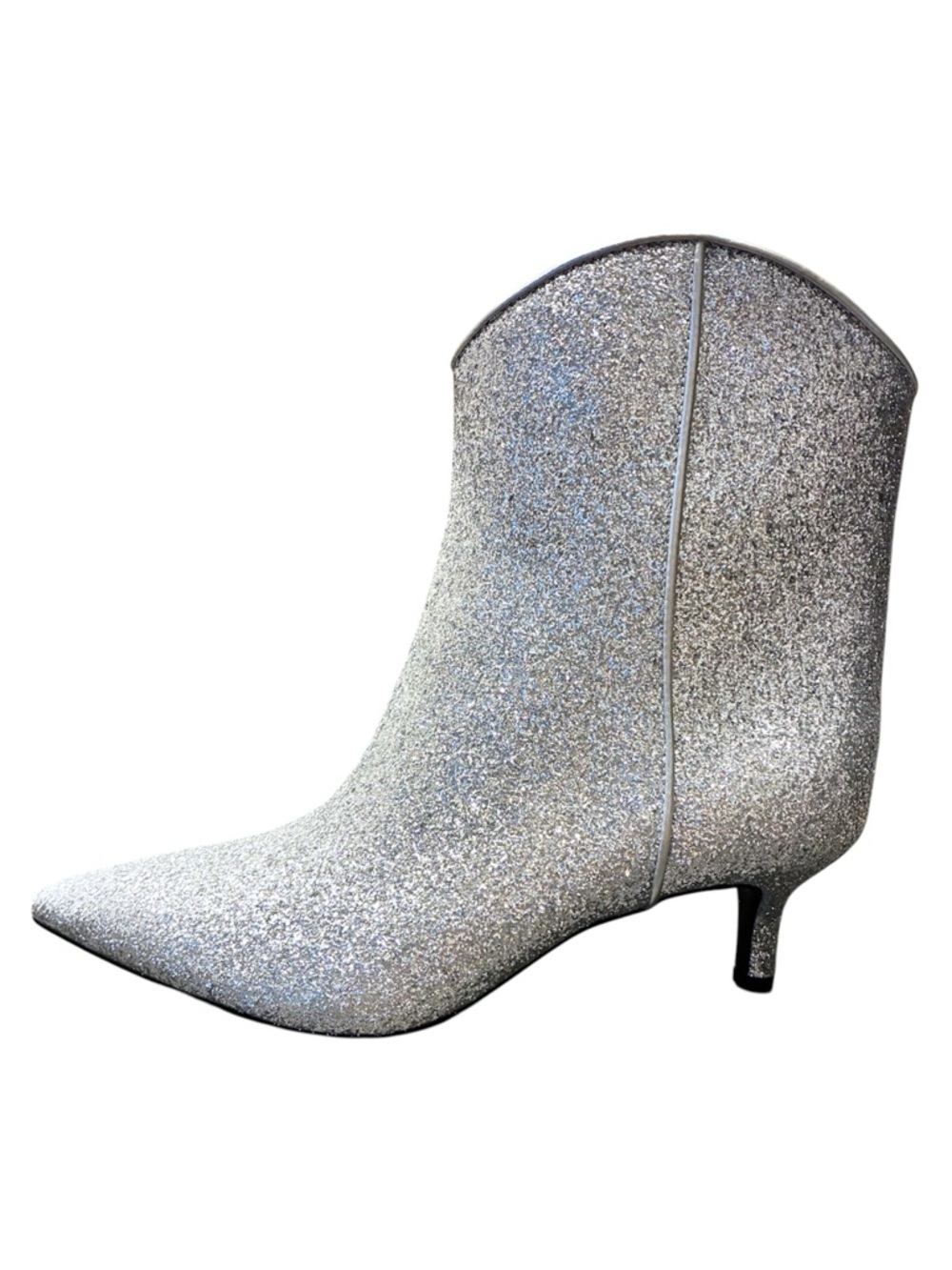 ✨ ON 34th Silver Glitter Pointed Toe Kitten Heel Boots Size 6 Party Booties